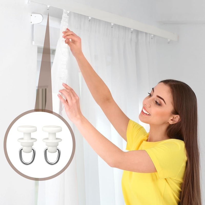 Craftsatin Plastic Curtain Track Hooks Ceiling Sliding Curtain Glider Accessories for Living Bedroom Shower Privacy Rv Garage Divider Track and Hooks(50 Pcs) - Image 3